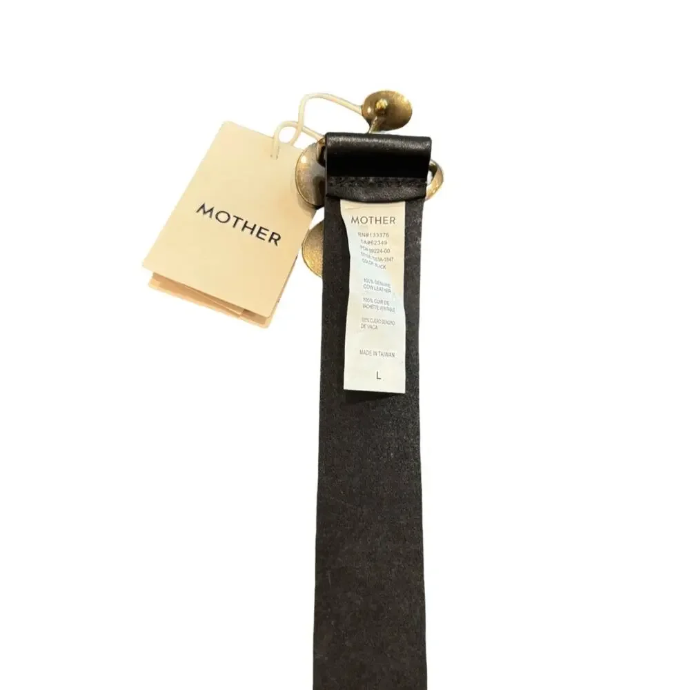 MOTHER Denim Jewelry Box Black Leather Belt L